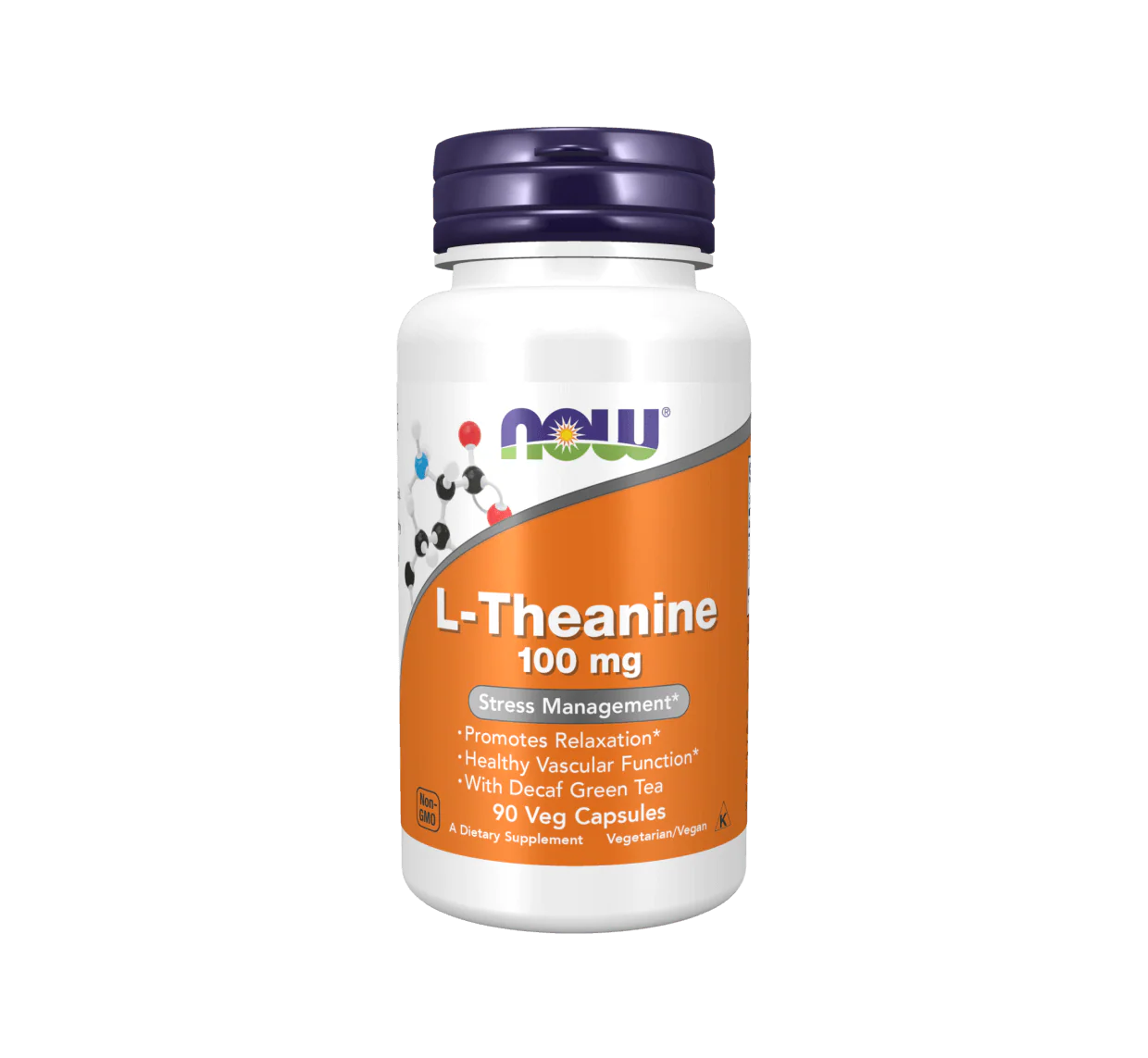 NOW Foods L-Theanine 100mg for Relaxation, Alertness and Concentration (90 Capsules)